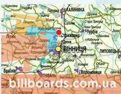 Билборд B в Виннице Київське шосе, біля знака "Стрижавка", в центр схема