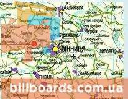 Білборд, Бігборд (Борд)  A у Вінниці Хмельницьке шосе, біля знака "Якушинці", в сторону міста схема