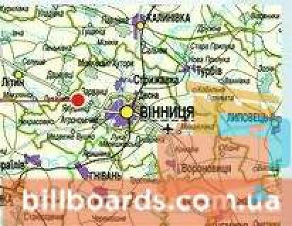 Билборд B в Виннице Хмельницьке шосе, біля знака "Якушинці", з міста схема