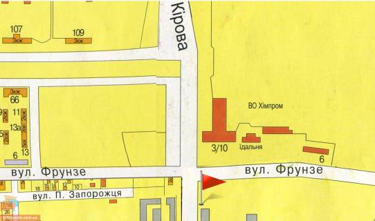 Билборд A в Виннице Батізька вул. (колиш. Кірова вул.) / Янгеля вул. (колиш. Фрунзе ул.), ринок "Муніципальний" схема