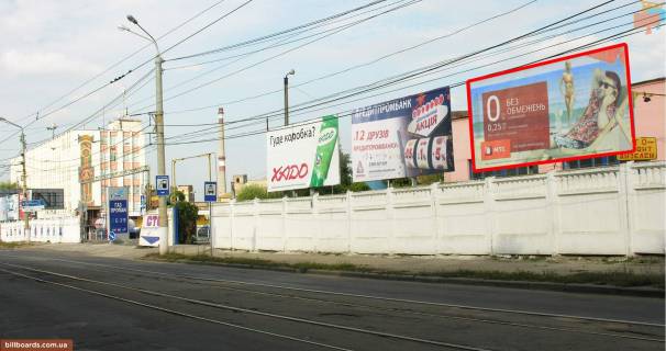 Билборд A в Виннице Батізька вул. (колиш. Кірова вул.) / Янгеля вул. (колиш. Фрунзе ул.), ринок "Муніципальний" схема
