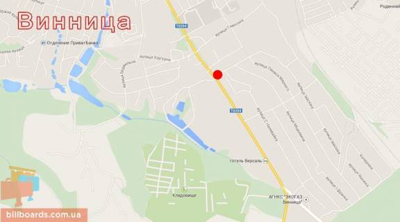 Билборд  в Виннице Нечая ул. / Глинская ул., из центра схема