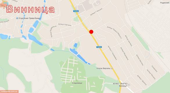 Билборд  в Виннице Тивровское шоссе / Лучанская ул. возле знака "Винница" схема