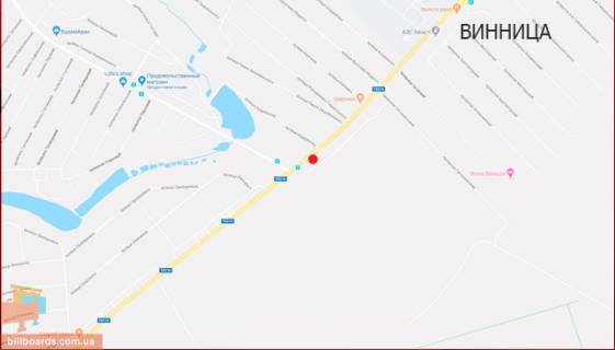Билборд B в Виннице Гніванське шосе / Андріївська вул. схема