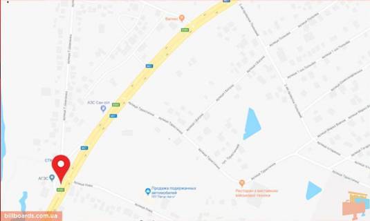 Білборд, Бігборд (Борд)  B у Вінниці Київське шосе / Шевченко вул. схема