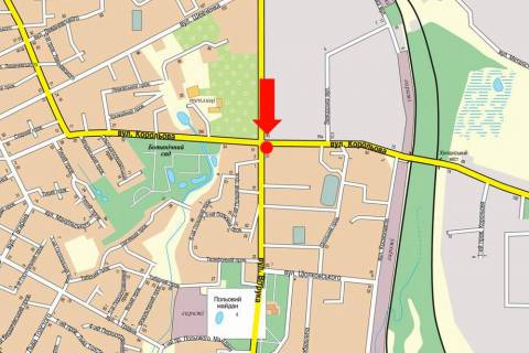Billboard A in Zhytomyr, 3x6  Vitruka st., 13 / Korol'ova st., TC "Molodiznij", supermarket "Kvartal" scheme