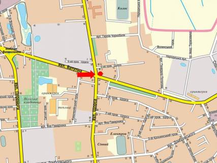 Billboard A in Zhytomyr, 3x6  Pokrovs'ka st. (kol. Sorsa st.) / Nezaleznosti av. (kol. Vatutina st.) z centru scheme