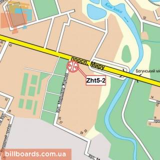 Билборд B в Житомире Мира пр., 37 схема