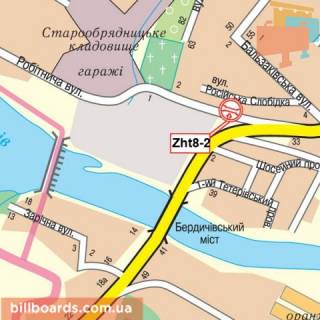 Білборд, Бігборд (Борд)  B у Житомирі Жуйка вул., 10, нижній схема