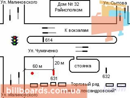 Billboard A in Zaporizhzhya Cumacenko st. / Malinovskogo st. scheme