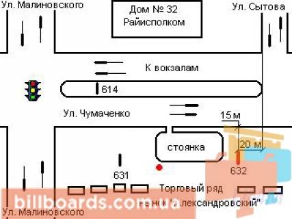 Billboard A in Zaporizhzhya Cumacenko st. / Malinovskogo st. scheme