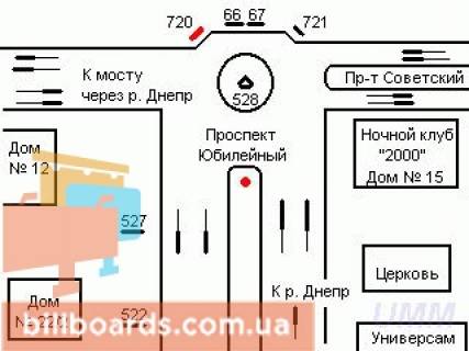 Билборд  в Запорожье Инженера Преображенского пр. / Юбилейный пр. схема