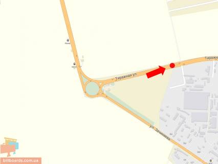 Билборд A в Запорожье Тиражна вул., 720 м. від траси, в'їзд в місто схема