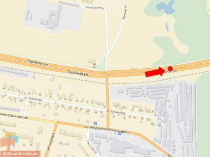 Billboard A in Zaporizhzhya Tirazna st., 250 m. vid v'izdu v Osipenkivs'kij mikrorajon, v'izd v misto scheme