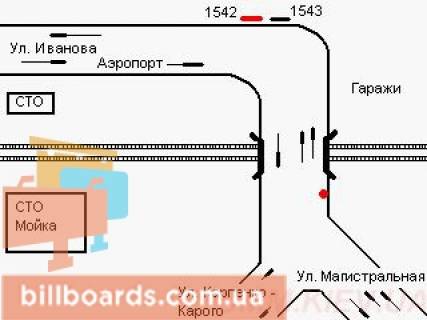 Билборд A в Запорожье Иванова ул. / Магистральная ул., левый схема
