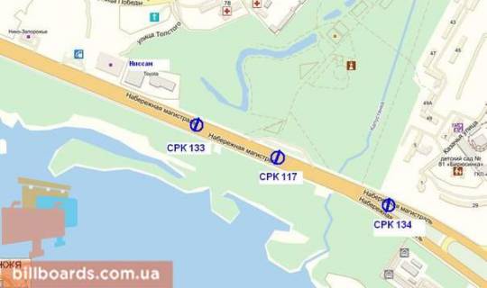 Билборд A в Запорожье Набережна магістраль / провулок Вірменський (вул. Толстого)., біля АЗС, до ГЕС схема