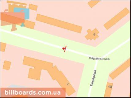 Білборд, Бігборд (Борд)  A у Запоріжжі Парамонова вул., 10 - Закарпатського Легіону (Комарова) вул. схема