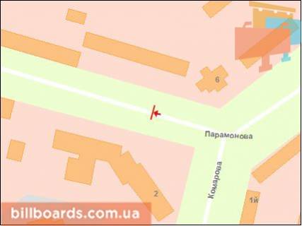 Билборд B в Запорожье Парамонова вул., 10 - Закарпатського Легіону (Комарова) вул. схема