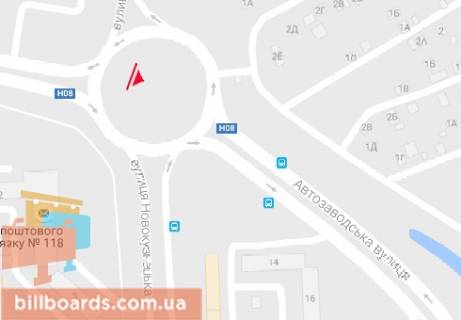 Билборд B в Запорожье, 3x6  Автозаводська вул. -  Володимира Українця (Новокузнецька)  вул. схема
