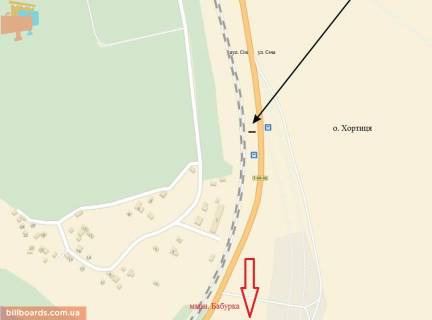 Билборд B в Запорожье, 3х6  о. Хортица_ул. Сечи_остановка схема