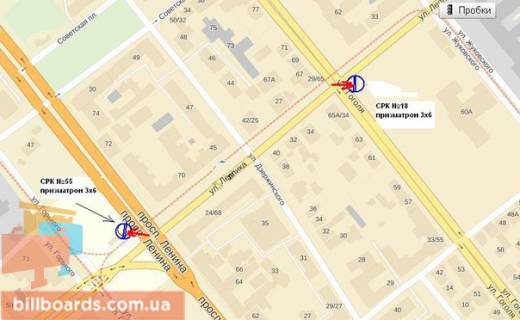 Билборд A в Запорожье Дніпровська вул. (колиш. Леппика вул.) / вул. Гоголя схема