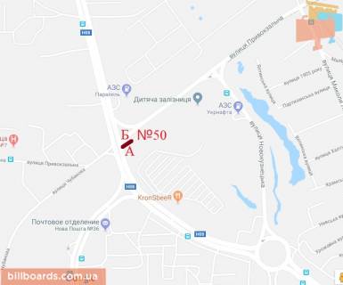 Билборд A в Запорожье Прибережна автомагістраль - Привокзальна вул. схема