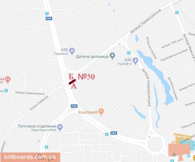 Білборд, Бігборд (Борд)  B у Запоріжжі Прибережна автомагістраль - Привокзальна вул. схема