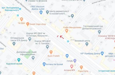 Бэклайт A в Днепр (Днепропетровск), 3.14х2.32  просп. Дмитра Яворницького (Карла Маркса) - вул. Сергія Єфремова (Ворошилова) схема