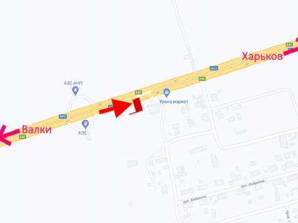 Билборд A в Травневе (Травневе), 3x6  Траса Київ - Харків - с. Травневе, маркет "Крон", (1), у бік м. Харків схема