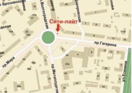 Citylight  in Krivy Rig, 1.8x1.2  Gor'kogo pl. - Gagarina av., 3 - Volgograds'ka st. scheme