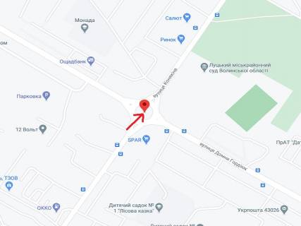 Билборд A в Луцке Конякіна вул. - Захисників України (колишня Гордіюк) вул. схема