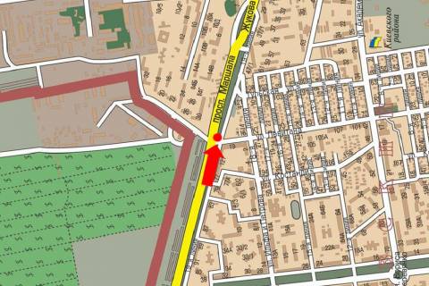 Prismatron, Prism A in Odessa, 3x6  Nebesnoi Sotni av. (kol. Zukova av.) / Levitana st., bila supermarketu "Kopijka", v centr - 143606 scheme