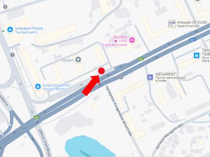 Сiтiлайт B у Києві, 1.8x1.2  Міхновського (кол. Дружби Народів) бул., 3Б, зупинка "Готель Дружба" схема