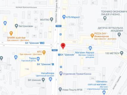 Видеоборд A в Днепр (Днепропетровск) Хмельницького пр. (стара назва Героїв Сталінграда вул.), 119, аптека "Мед Сервіс", №Дп012, прайс за ролик 10 сек 1 вихід/5 хвилин, з 8:00-22:00. Розрахунок для інших параметрів трансляції уточнюйте у менеджера. - 301343 схема