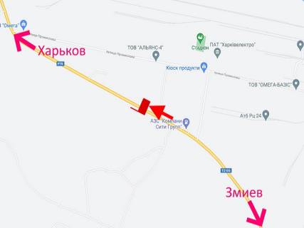Билборд B в Васищеве, 3x6  Промислова вул., смт Васищеве, біля АЗС, (1), у бік м. Харків схема