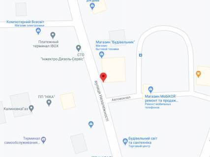 Видеоборд A в Калиновке (Винницкой обл) Незалежності вул., 51, аптека "Конекс", прайс за ролик 10 сек 1 вихід/5 хвилин, на двосторонньому екрані, від 144 виходів на день. Розрахунок для інших параметрів трансляції уточнюйте у менеджера. - 301379 схема