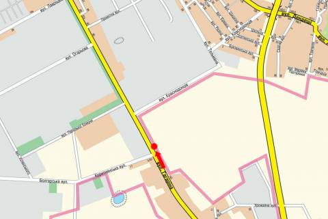 Білборд, Бігборд (Борд)   у Ужгороді, 3x6  Карпатської України (Гагаріна) вул., біля магазину «Домовий» схема