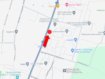 Білборд, Бігборд (Борд)  A у Ковелі, 3x6  Володимирська вул., 99, біля магазину "Авоська" схема