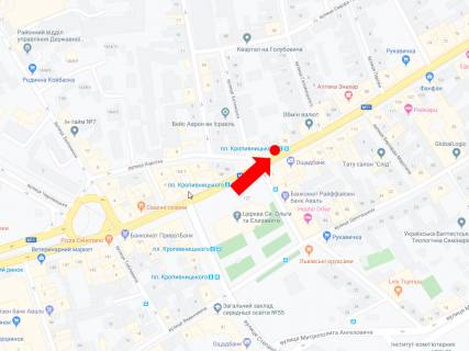 Сiтiлайт B у Львові, 1.8x1.2  Городоцька вул., 94 - вул. Хотинська, зуп. "Пл. Кропивницького", в центр схема