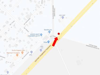 Билборд B в Гатном, 3x6  Глушкова пр., біля супермаркету "Фора", в центр схема