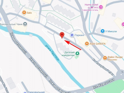 Видеоборд B в Буковеле, 1.8x1.2  Буковель, продовження пішохідної дороги від готелю "Буковель Апарт" до центру, біля паркового майданчика (3) (пакетний продаж Сіті Пакет Апарт) - 666057 схема