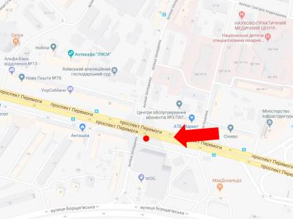 Бэклайт B в Киеве, 2.3x3.14  просп. Берестейський (Перемоги)., 13 - вул. Шолуденка, АЗС "WOG", з центру схема
