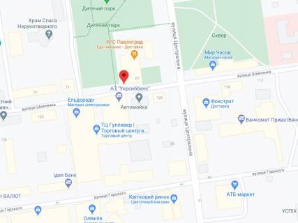 Видеоборд A в Павлограде Шевченка вул., 67, аптека "Мед Сервіс", №Дп166, прайс за ролик 10 сек 1 вихід/5 хвилин, з 8:00-22:00. Розрахунок для інших параметрів трансляції уточнюйте у менеджера. - 301480 схема