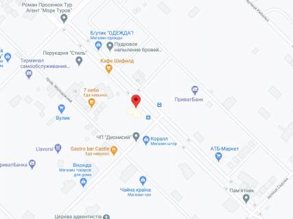 Білборд A у Зеленодольську Святкова вул., 17/19, аптека "Мед Сервіс", №Дп043, прайс за ролик 10 сек 1 вихід/5 хвилин, з 8:00-22:00. Розрахунок для інших параметрів трансляції уточнюйте у менеджера. схема