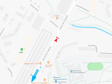 Билборд A в Харькове, 3x6  Леся Сердюка (Командарма Корка) вул., 48/2, МЖК Інтернаціоналіст, з центру схема
