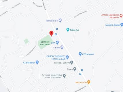 Видеоборд A в Днепр (Днепропетровск) Платонова бул., 3Б, аптека "Мед Сервіс", №Дп018, прайс за ролик 10 сек 1 вихід/5 хвилин, з 8:00-22:00. Розрахунок для інших параметрів трансляції уточнюйте у менеджера. - 301316 схема