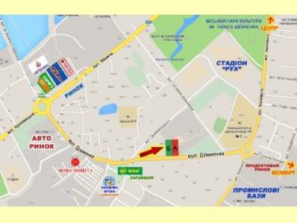 Билборд  в Ивано-Франковске, 3x6  Довженка вул., навпроти буд.7, в сторону Чорновола вул. схема
