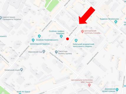 Ситилайт  в Киеве, 1.8x1.2  Липська вул., 16 / пров. Липський, навпроти ресторану "Липський особняк", в сторону вул. Орлика схема