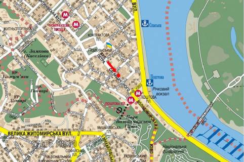 Citylight B in Kyiv, 1.8x1.2  Sagajdacnogo st., 10 / Igorivs'ka st., v bik Postovoi pl. scheme