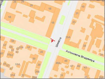Билборд  в Днепр (Днепропетровск), 3x6  Бандери (кол. Шмідта) вул., 18 - Антоновича вул. (колиш. Свердлова ул.) схема
